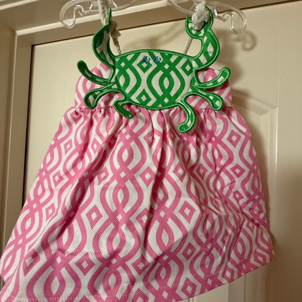 Mud Pie Pink and Green Crab Design dress